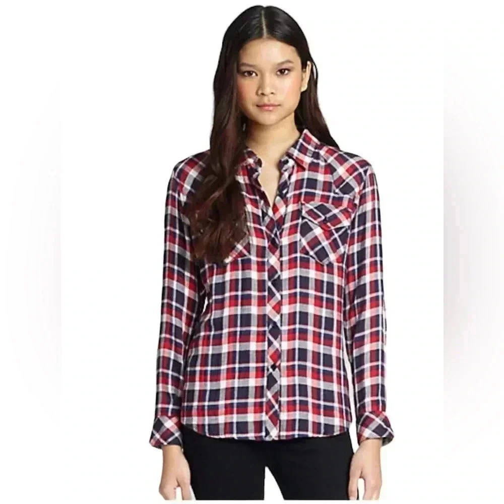 RAILS | Kendra Button Down Shirt in Red Navy White | Plaid Fall Flannel | Size S